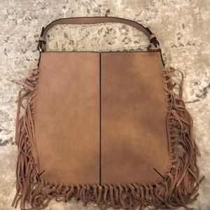 Tan fringe purse